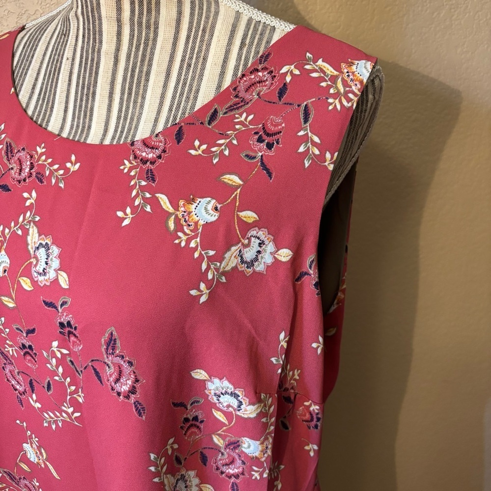 Sale! NEW Chico's Blouse 2 (Large/12) Pink Floral Sleeveless Reversible Tan Boho - Picture 7 of 15
